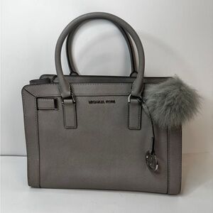 Michael Kors Park Handbag Leather Gray Satchel Crossbody Bag
